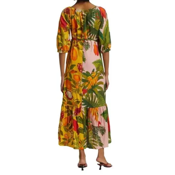 Farm Rio Mixed Print Midi Wrap Dress Small NWT - Picture 4 of 16